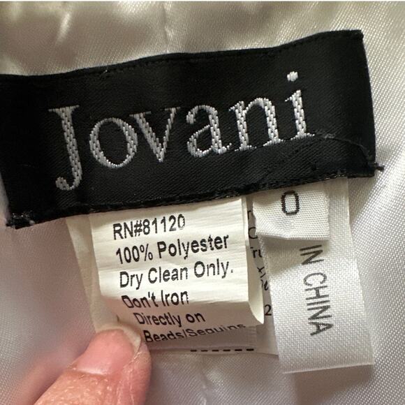 Jovani Strapless Long Gown Pink Ribbon White Layers Sequins 0 - Picture 8 of 9